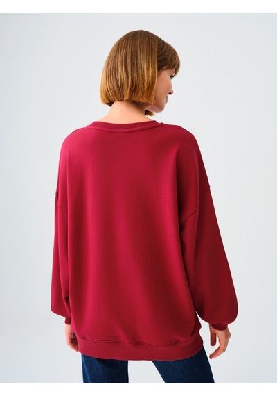 Oversize Kadın Sweatshirt Burgundy