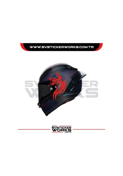 Yılan Sticker Kask Sticker Kasklar Uyumlu Tek Yön 1 Adet Kırmızı