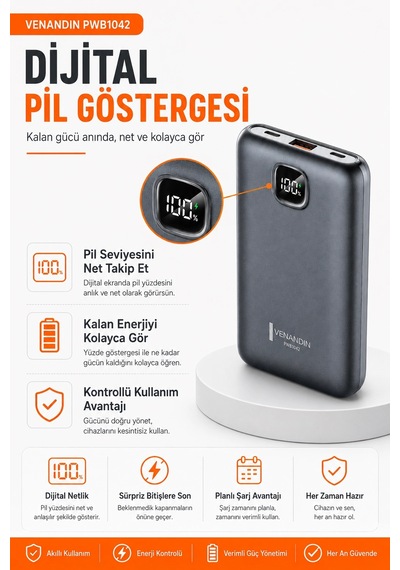 Çok Girişli 10000 Mah Powerbank 22.5w Hızlı Şarj Destekli Mobil Batarya Çok Renkli