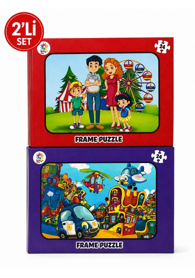 2 Li Frame Puzzle Seti 24 Parça Eğitici Çocuk Yapbozu 1