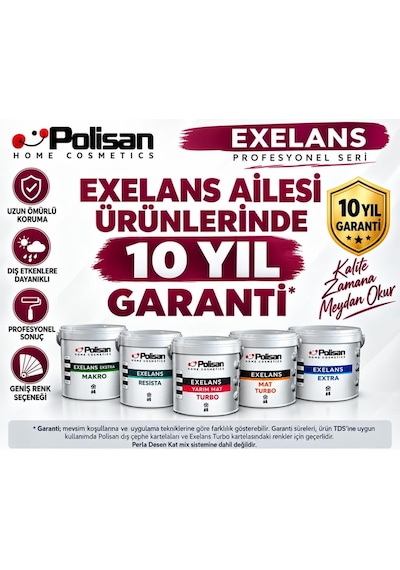 Polisan Exelans Turbo Yarı Mat Dış Cephe Boyası 15 Lt Beyaz 0.5 KG