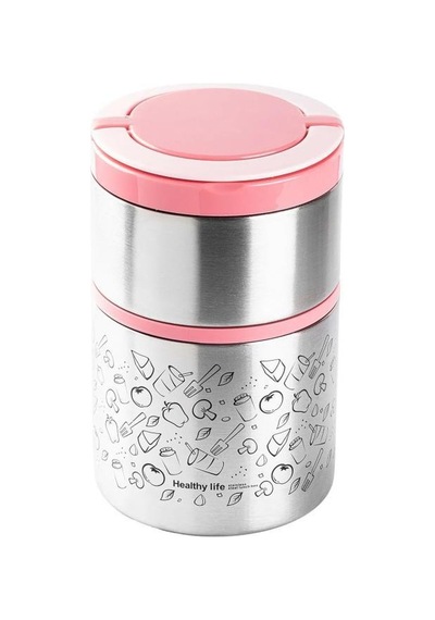 Tedemei 2 Katlı Yemek Termos Taşıma Kabı 930 Ml Pembe