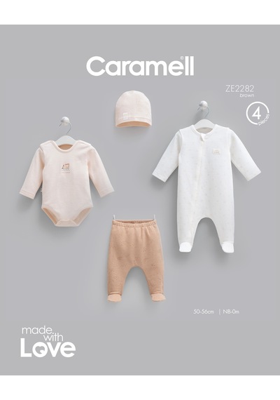 Caramell Mini Travel Tulumlu 4'lü Set Kahve renkli
