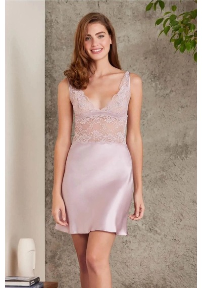Pierre Cardin 7015 Kadın Dantelli Saten 4'lü Set-rose