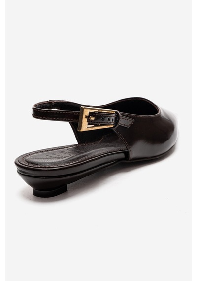Luvishoes Jenna Kahverengi Cilt Sivri Burunlu Kadın Alçak Topuklu Ayakkabı