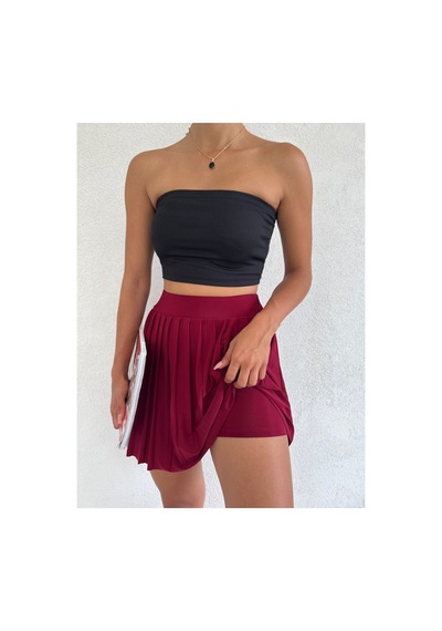 Winmoda34 Kadın Tenis Eteği Içten Taytlı Sporcu Etek Kırmızı