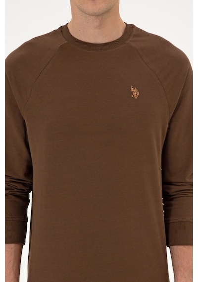 U.S. Polo Assn. Erkek Regular Fit Bisiklet Yaka Kahverengi İnce Basic Sweatshirt 50313752-VR029