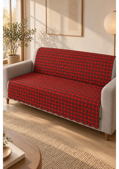 Çok Amaçlı Kadife Koltuk Örtüsü Kaymaz Süngerli 165x215 Cm Modern Bohem Çekyat Şalı Piknik Masa Örtüsü Alk4 Kırmızı