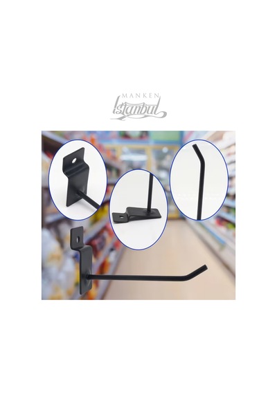 Pano Kancası Koruma Siyah Kauçuklu Kanallı 10 Cm Deluxe - Ekstra Güçlü - Raf Askısı 85 Adet Siyah
