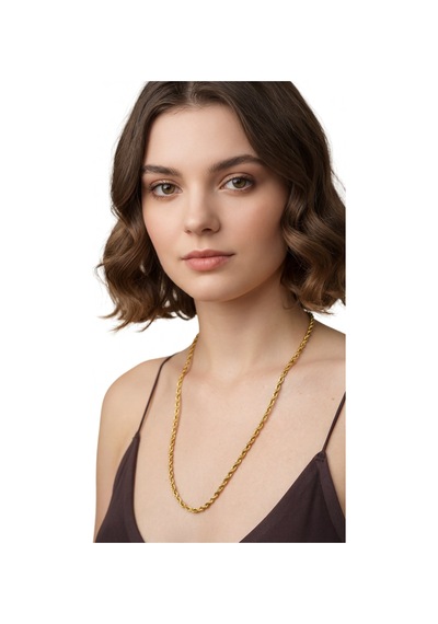Long Aurea Twist Rope Kolye Krem