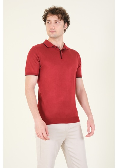 Giyim Dünyası Erkek Çıtçıtlı Yaka Biyeli Merserize T-shirt Bordo 001 Giyim Dünyası Erkek Çıtçıtlı Yaka Biyeli Merserize T-shirt Bordo 001