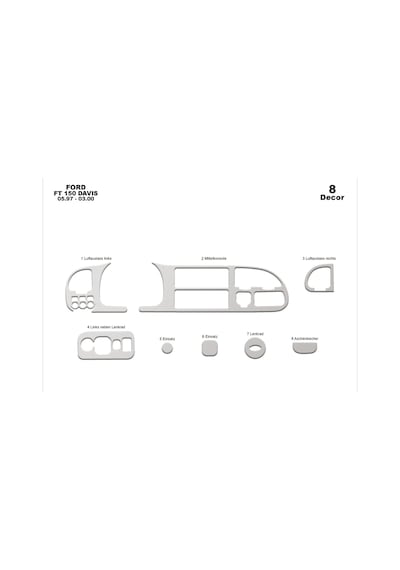 Ford Transit Torpido Kaplama 1997-2000 8 Parça Alüminyum