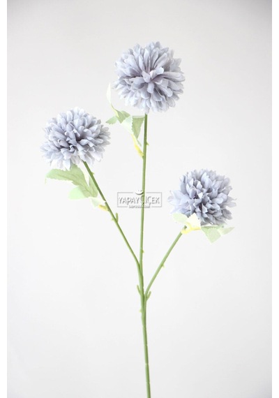 Yapay Çiçek 3lü Top Karanfil Dalı 62 Cm Gri