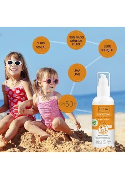 %100 Doğal Ve Organik Tamanu Yağlı Güneş Losyonu Mineral Filtreli Tüm Aile Için 50 Spf 100 Ml
