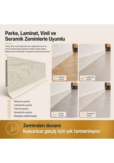 Linela Suya Dayanıklı Pvc Süpürgelik 8 Cm - Auckland Meşe - Lnl404