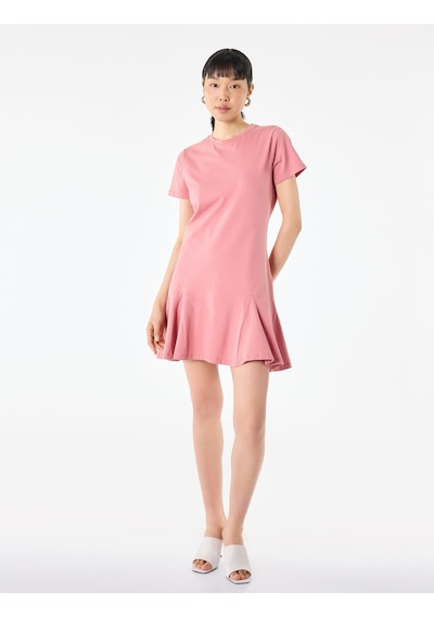 Koton Pamuklu Slim Fit Bisiklet Yaka Kısa Kollu Volümlü Mini Tişört Elbise Pembe 6sak80200ek Gül Koton Pamuklu Slim Fit Bisiklet Yaka Kısa Kollu Volümlü Mini Tişört Elbise Pembe 6sak80200ek Gül