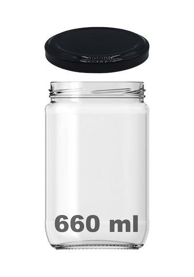 Afracam Metal Kapaklı Şeffaf Cam Kavanoz Siyah 660 ML