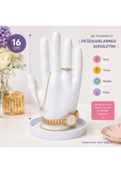El Şeklinde Takı Standı 16 Cm Yüzük, Bileklik, Kolye Ve Saat Organizeri Takı Sergileme Standı .