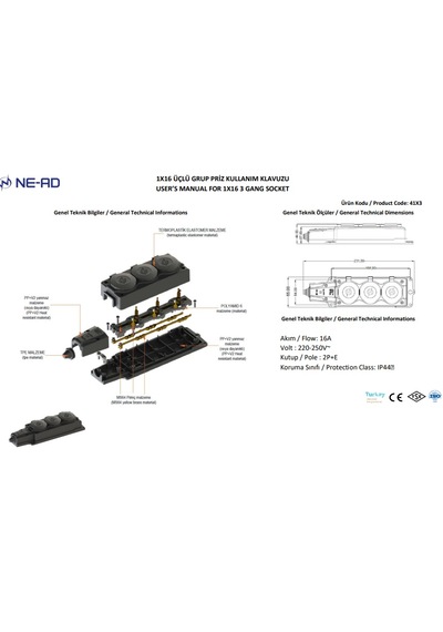 Nead 1x16 A Üçlü Grup Priz 4103