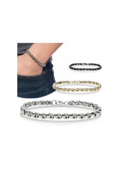 Moncuk Design Box Cuban Çelik Zincir Bileklik 6mm 3351czb2d11 Sarı