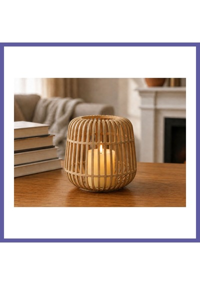 Bezos 3d Baskı Modern Kafes Tasarımlı Dekoratif Mumluk - Tealight Mumluk, Masaüstü Ev Ve Ofis Dekoru-bej Nıda