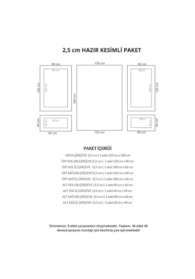 Diecor Dekoratif Boyanabilir Montaja Hazır 2.5 Cm Şahane Duvar Çıtası Tasarımı 2,5 Cm Model:xa271