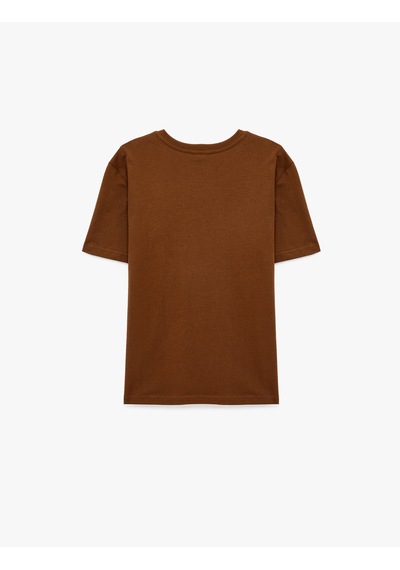 Koton Regular Fit Bisiklet Yaka Pamuklu Basic Kısa Kollu Tişört Kahverengi 6sam10011mk Kahve