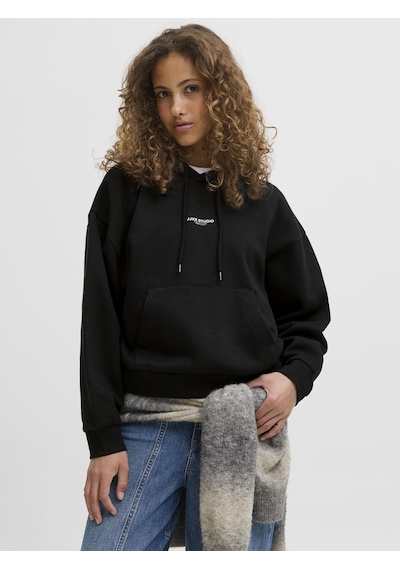 Kadin Minimal Logo Baskili Kapüsonlu Sweatshirt - Studio - 12280152 Black