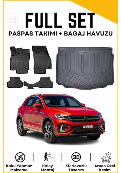 Volkswagen T-roc 2018-2019-2020-2021 Model Alt Birebir Uyumlu Bagaj Havuzu+paspas Seti