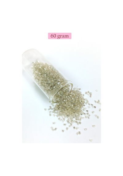 Kesme Cam Boncuk 2mm - 60 Gram - Şeffaf Gümüş - Bnc378