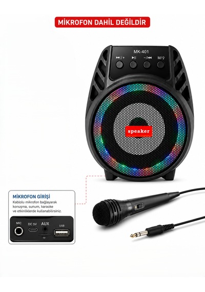 Mikrofon Girişi İle Karaoke Keyfi Usb, Tf Kart Ve Aux Desteği Bluetooth Hoparlör
