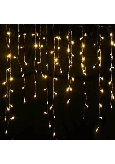 Coverzone 4 Metre Saçaklı Sarkıt Perde Led Işık - 120 Ledli Eklenebilir Tasarım - Fişli Yılbaşı Ve Noel Süsle