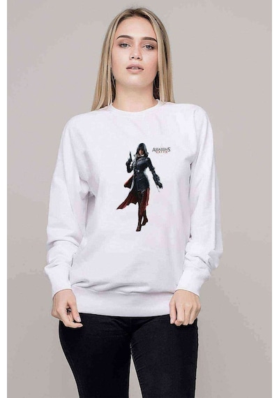 Assassins Creed Unity Elise Baskılı Beyaz Kadın Sweatshirt