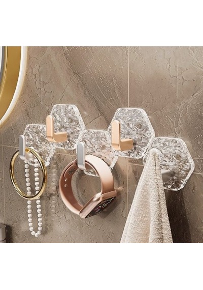 Lüks 5 Li Duvar Askısı Banyo Mutfak İçin Havlu Askılık 5690 Açık Ahşap