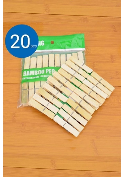 Bambu Ahşap Mandal 20 Lİ Mandal Seti Bambu Mandal Ahşap Mandal Ahşap