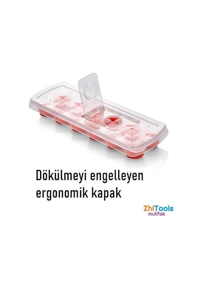 Zhltools Buz Kalıbı - Bas-bırak Kapaklı Silikon Buz Kalıbı 4 Lü Set Siyah