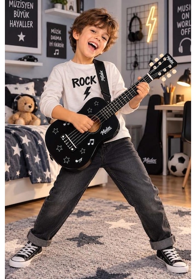 Midex Cg-230bk Çocuk Klasik Gitar Seti 3-8 Yaş 23 İnç 58 Cm Siyah Çocuk Gitarı Seti