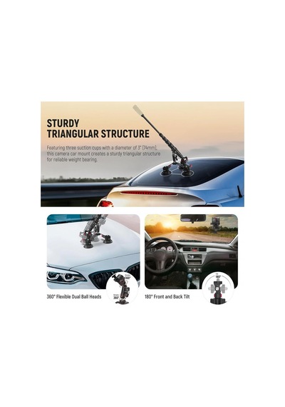 Neewer Ca065 Triple Suction Cup Car Mount