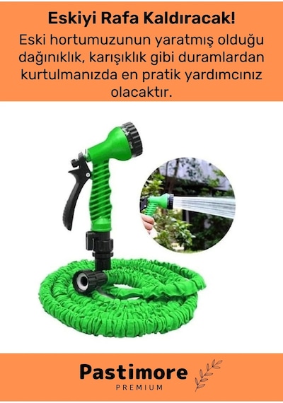 Dayanıklı Kırılmaz 3 Modlu Uzayan Bahçe Sulama Araç Yıkama Hortumu 5 /15 Metre