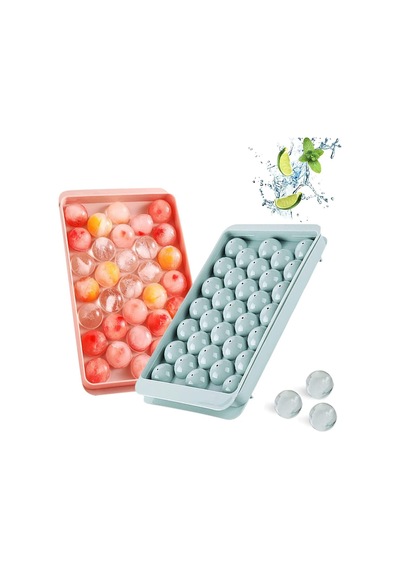 2 Adet Yuvarlak Buz Küpü Yapma Tepsisi Buz Kalıbı 33 Bölmeli Küre Top Buz Kalıbı 20x12 Cm Plastik Ma Diğer