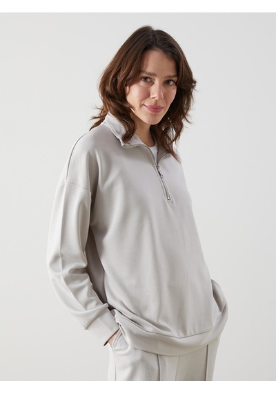 Lcw Comfort Gri Dik Yaka Kadın Sweatshirt