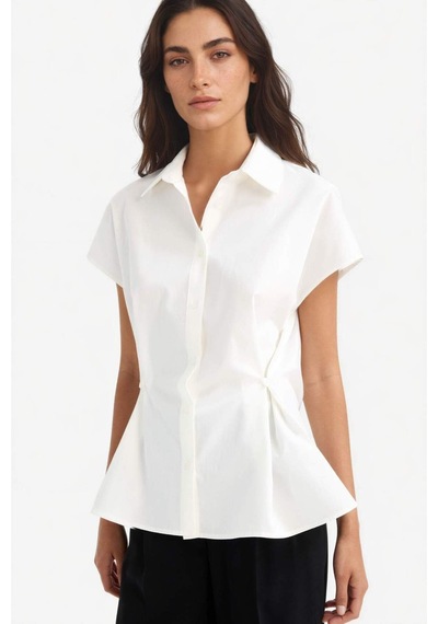 Defacto Fitted Poplin Kısa Kollu Gömlek F7313ax25auer85 Ekru