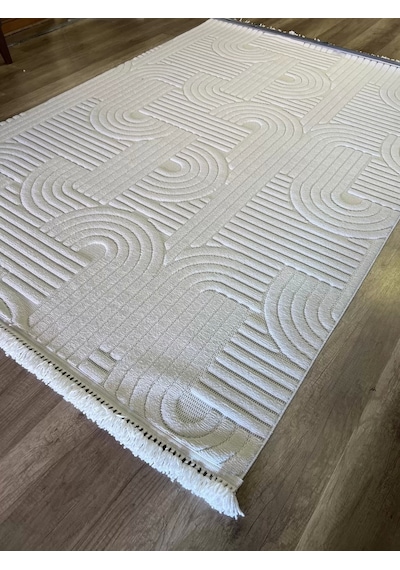 Hoom Rugs Design 1090 Krem Yumuşak Dokulu İskandinav Halı Krem