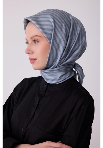 Belli İpek Eşarp - 4325-02 Gri Mavi Twill