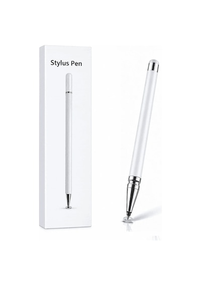 Lbk Samsung A21 Uyumlu Dokunmatik Stylus Kalem Disk Uçlu Hassas Beyaz Tablet Telefon Çizim Kalemi