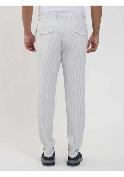 Dufy Lacivert Erkek Slim Fit Çizgili Pantolon - 104530-lacivert Lacivert