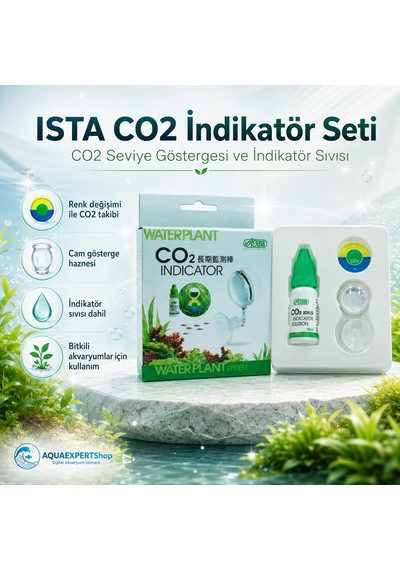 Ista Akvaryum Co₂ İndikatör Test Seti Cam Drop Checker + Co₂ Gösterge Solüsyonu Bitkili Akvaryum Karbondioksit Takip Aparatı