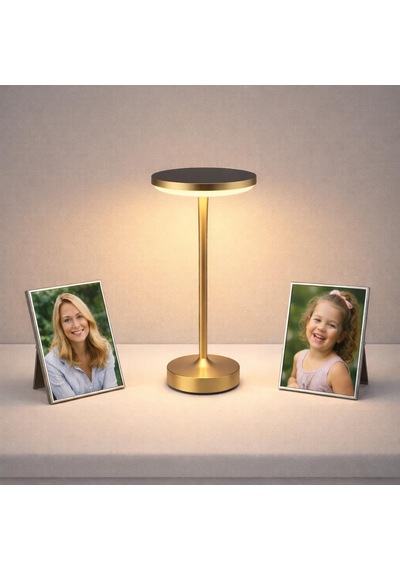 Led Dimli 3 Renk Dekoratif Masa Lambası Dokunmatik Şarj Edilebilir Type-c 28cm Çok Renkli