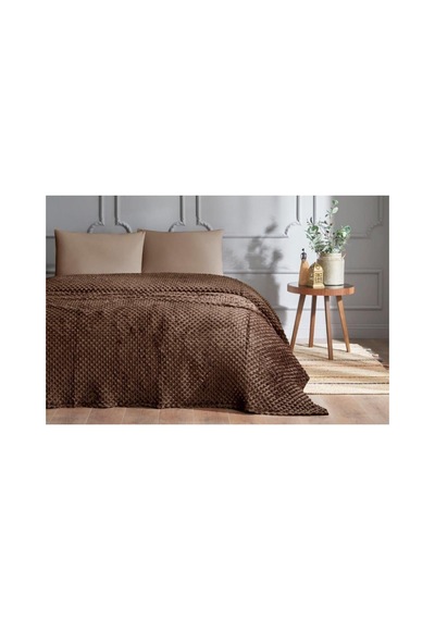Kahve Tek Kişilik Çantalı Tomurcuk Battaniye 150 X 200 Açık Dore
