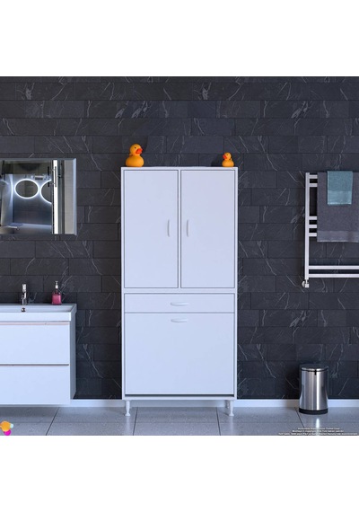 Eliusta Wall Beyaz Banyo Dolabı 65 Cm Tek Göz Bölmeli Sepet 65x171x32,5 Cm 4 Raflı Mutfak/banyo Dolabı Beyaz Eliusta Wall Beyaz Banyo Dolabı 65 Cm Tek Göz Bölmeli Sepet 65x171x32,5 Cm 4 Raflı Mutfak/banyo Dolabı Beyaz
